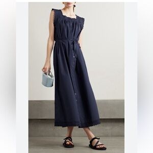 DOEN Saison Broderie Anglaise-trimmed Organic Cotton-poplin Midi Dress  XXS
